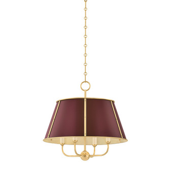 Cambridge Four Light Chandelier in Aged Brass/Soft Crimson (70|MDS120-AGB/CRN)