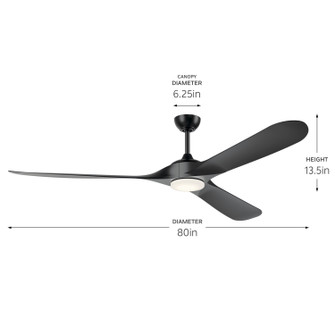 Mylo 80''Ceiling Fan in Satin Black (12|310680SBK)