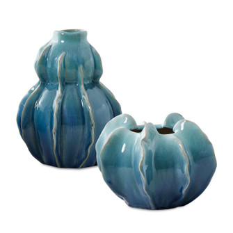 Ocean Wave Vases Set/2 in Blue-green (52|18263)