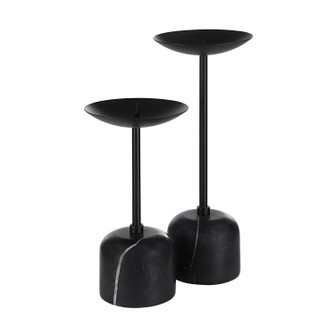 Uma Set Of 2 Pillar Candle Holder in Matte Black (443|CAN185)