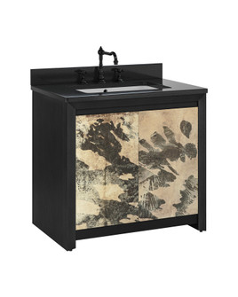 Karlson 36'' Vanity with Rectangular Undermount Sink in Stained Vellum / Caviar Black & Faux Bone / Black / White (142|3800-0014)