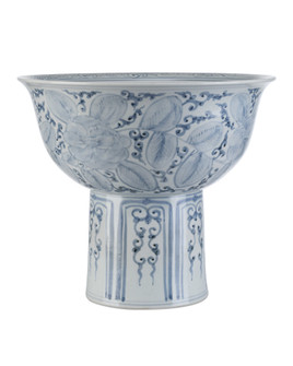 Ming Offering Pedestal Bowl Bowl in Blue / Off-White (142|1200-1003)