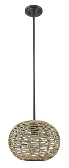 Berkshire One Light Pendant in Black Metal with Natural Seagrass (106|IN20005BK)