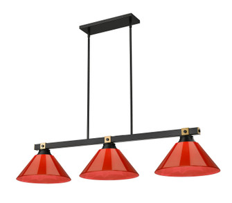 Bronte Three Light Billiard in Matte Black + Rubbed Brass (224|1955-3MB-RB-PRD)