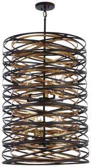 Vortic Flow Ten Light Pendant in Dark Bronze w/Mosaic Gold Interior (7|3679-111)