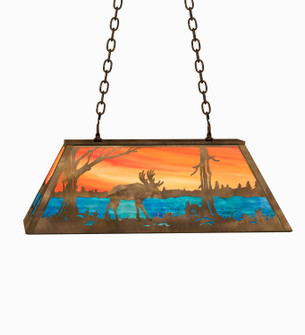 Elk At Lake Six Light Pendant in Antique Copper (57|234139)