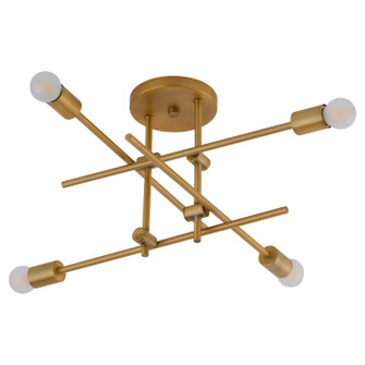 Mika Four Light Semi-Flush Mount in Brushed Brass (19|3-696-56)