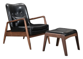 Bully Lounge Chair & Ottoman in Black (339|100534)