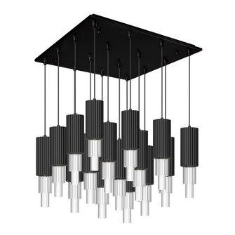 Bordeaux LED Pendant in Matte Black/Clear Ribbed Glass (452|MP502204MBCR-16)