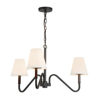 Sloan Three Light Chandelier in Matte Black/White Linen (452|CH445330MBWL)