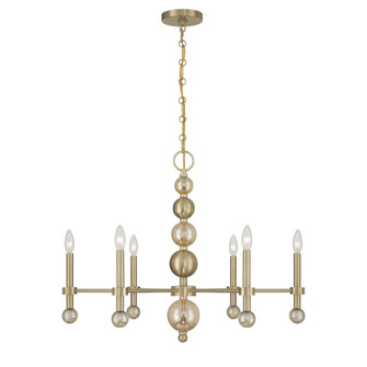 Crescent Six Light Chandelier in Noble Brass (51|1-2511-6-127)