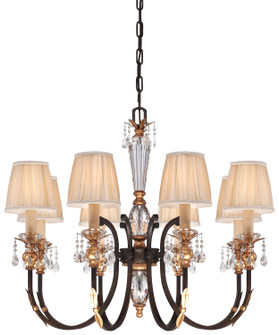 Bella Cristallo Eight Light Chandelier in French Bronze With Gold Leaf Highlights (29|N6648-258B)