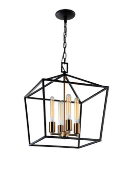 Scatola Four Light Chandelier in Rusty Black & Aged Gold Brass Accents (423|C61704RB)
