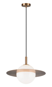 Saturn One Light Pendant in Aged Gold Brass / Opal Glass (423|C60411AGOP)