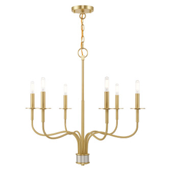 Lisbon Six Light Chandelier in Satin Brass w/ Brushed Nickel (107|51326-12)
