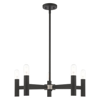 Copenhagen Five Light Chandelier in Black w/ Brushed Nickels (107|51135-04)