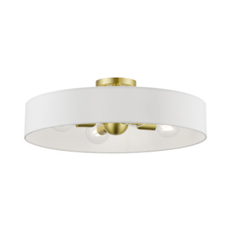 Venlo Four Light Semi-Flush Mount in Satin Brass w/Shiny White (107|46928-12)