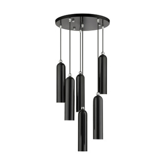 Ardmore Six Light Pendant in Shiny Black w/ Polished Chromes (107|46756-68)