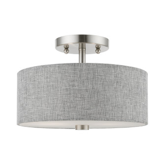 Dakota Two Light Semi-Flush Mount in Brushed Nickel w/Shiny White (107|46741-91)