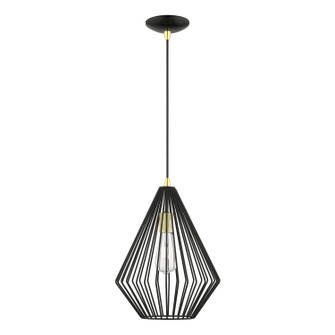 Linz One Light Pendant in Shiny Black w/Polished Brass (107|41325-68)