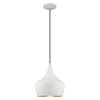 Waldorf One Light Mini Pendant in White w/ Brushed Nickels (107|41186-03)