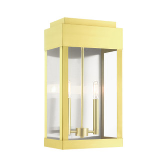 York Two Light Outdoor Wall Lantern in Satin Brass w/ Brushed Nickel Stainless Steel (107|21238-12)