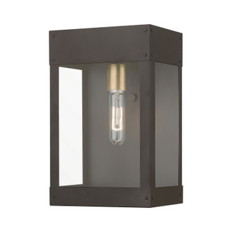 Barrett One Light Outdoor Wall Lantern in Bronze w/Antique Brass Candle (107|20872-07)