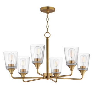 Hudson Six Light Chandelier in Natural Aged Brass (16|12876CLNAB)