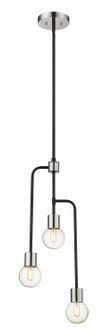Neutra Three Light Chandelier in Matte Black + Polished Nickel (224|621-3MB-PN)