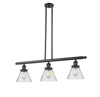 Franklin Restoration Three Light Island Pendant in Matte Black (405|213-BK-G44)