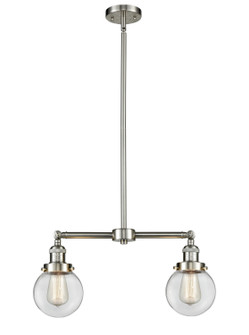 Franklin Restoration Two Light Island Pendant in Brushed Satin Nickel (405|209-SN-G202-6)