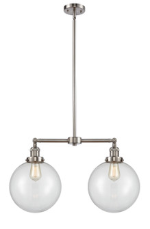 Franklin Restoration Two Light Island Pendant in Brushed Satin Nickel (405|209-SN-G202-10)