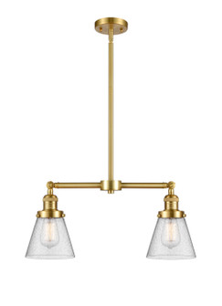 Franklin Restoration Two Light Island Pendant in Satin Gold (405|209-SG-G64)