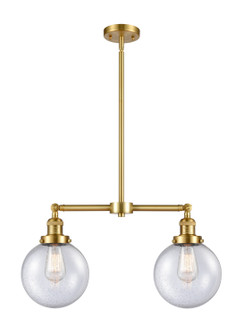 Franklin Restoration Two Light Island Pendant in Satin Gold (405|209-SG-G204-8)