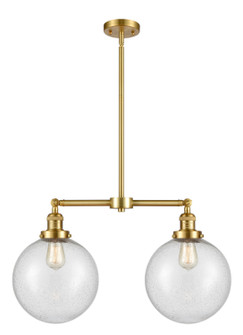 Franklin Restoration Two Light Island Pendant in Satin Gold (405|209-SG-G204-10)