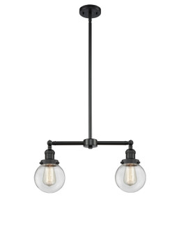 Franklin Restoration Two Light Island Pendant in Matte Black (405|209-BK-G202-6)