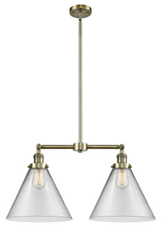 Franklin Restoration Two Light Island Pendant in Antique Brass (405|209-AB-G42-L)