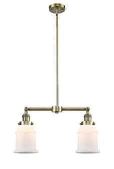 Franklin Restoration Two Light Island Pendant in Antique Brass (405|209-AB-G181)