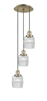 Franklin Restoration Three Light Pendant in Antique Brass (405|113F-3P-AB-G302)