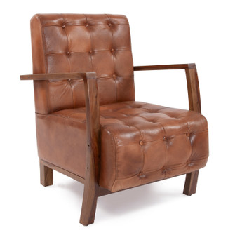 Davenport Chair in Brown Buffalo Leather on Wood (204|59016)