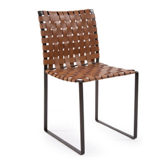 Woven Leather Chairs Dining Chair in Brown Buffalo Leather on Black Steel (204|27015)