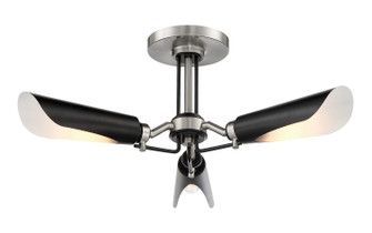 Turbine Three Light Semi Flush Mount in Brushed Nickel and Coal Highlights (42|P1693-691)