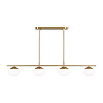 Lune Four Light Linear Chandelier in Burnished Brass (454|EC1264BBS)
