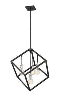 Vertical Four Light Chandelier in Matte Black + Brushed Nickel (224|478P24-MB-BN)