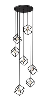 Vertical Seven Light Chandelier in Matte Black + Brushed Nickel (224|478-7MB-BN)