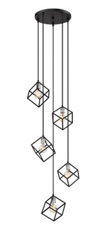 Vertical Five Light Chandelier in Matte Black + Brushed Nickel (224|478-5MB-BN)