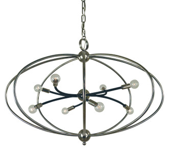 Orbit Eight Light Chandelier in Antique Brass with Matte Black Accents (8|4949 AB/MBLACK)