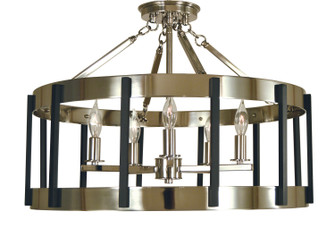 Pantheon Five Light Flush / Semi-Flush Mount in Antique Brass with Matte Black (8|4666 AB/MBLACK)