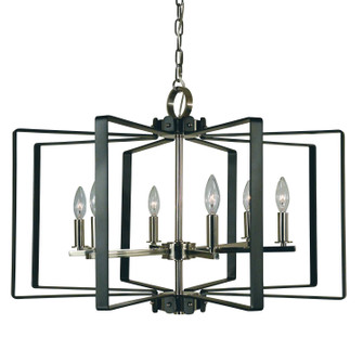 Camille Six Light Chandelier in Satin Brass with Matte Black Accents (8|3055 SB/MBLACK)