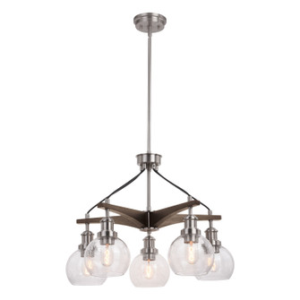 Avondale Five Light Chandelier in Satin Nickel/Dark Sycamore (63|H0256)